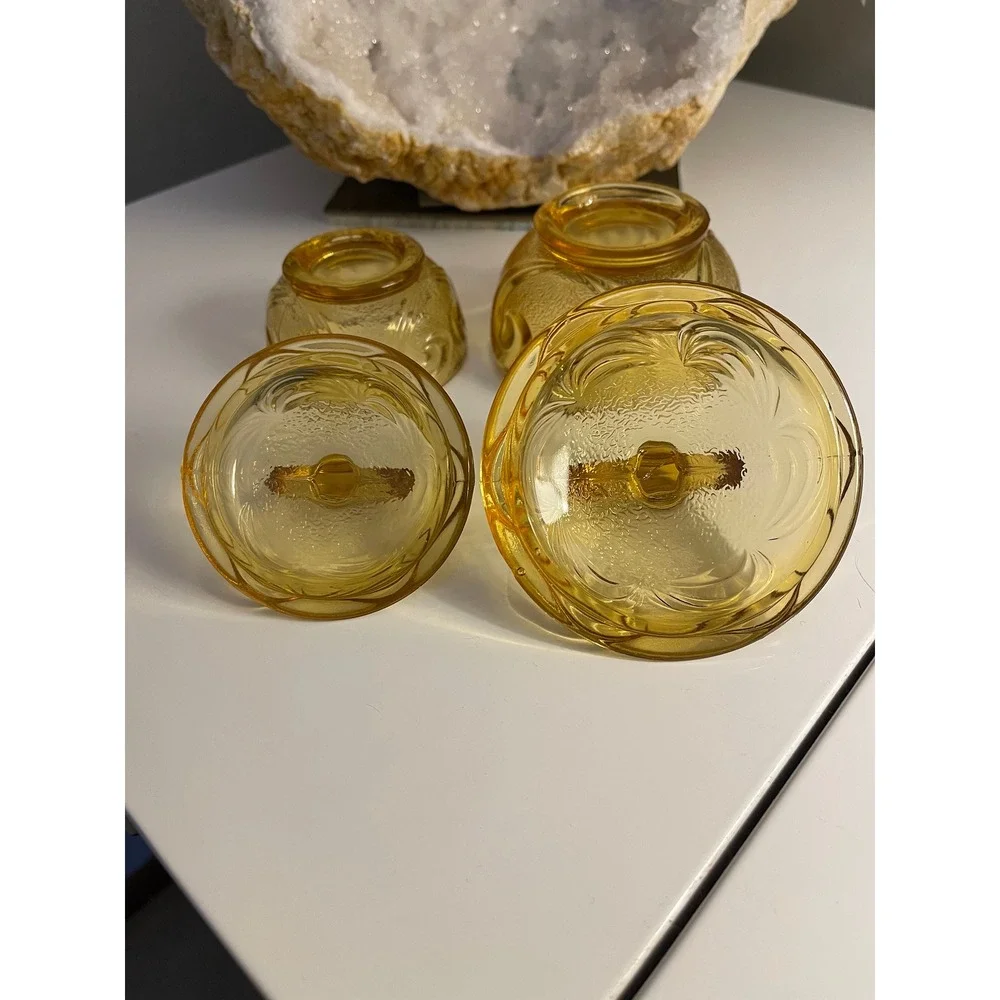 Bagley Rutland Pattern - Amber Brown Glass Vanity Set